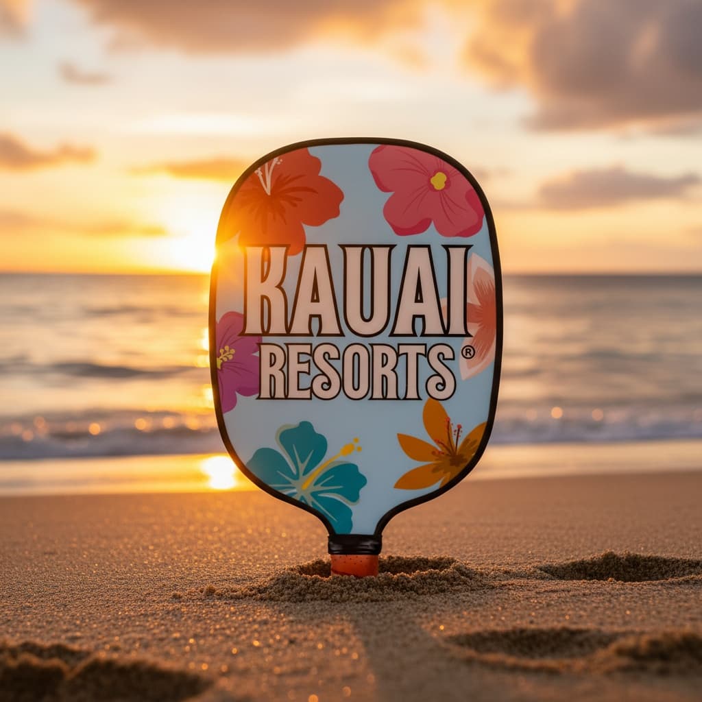 Kauai Resorts custom paddle on the beach at sunset